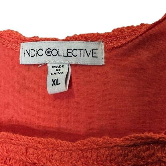 Indio‎ Collective Coral Crochet Long Pants Jumpsuit Sleeveless Pull On Gauzy XL - Picture 3 of 13